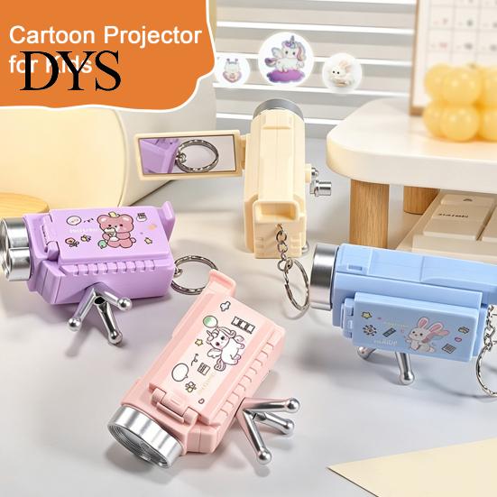 Emergency Makeup Mirror Mini Projector Keychain for Kids Cute Camera Toy with 16 Patterns Light Foldable Stand & Creative Small Gift Students