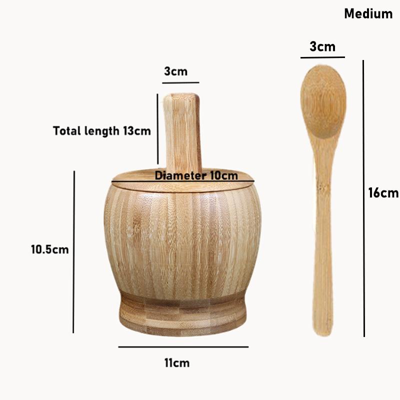 Wooden Mortar And Pestle Set Spice Pepper Crusher Garlic Herb Spice Mixing Grinding Crusher Bowl Restaurant Kitchen Tools