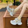 Design Sense Double Shoelace Dad Shoes Women's Spring 2025 New Mesh Breathable Lightweight Thick-soled Casual Sneakers