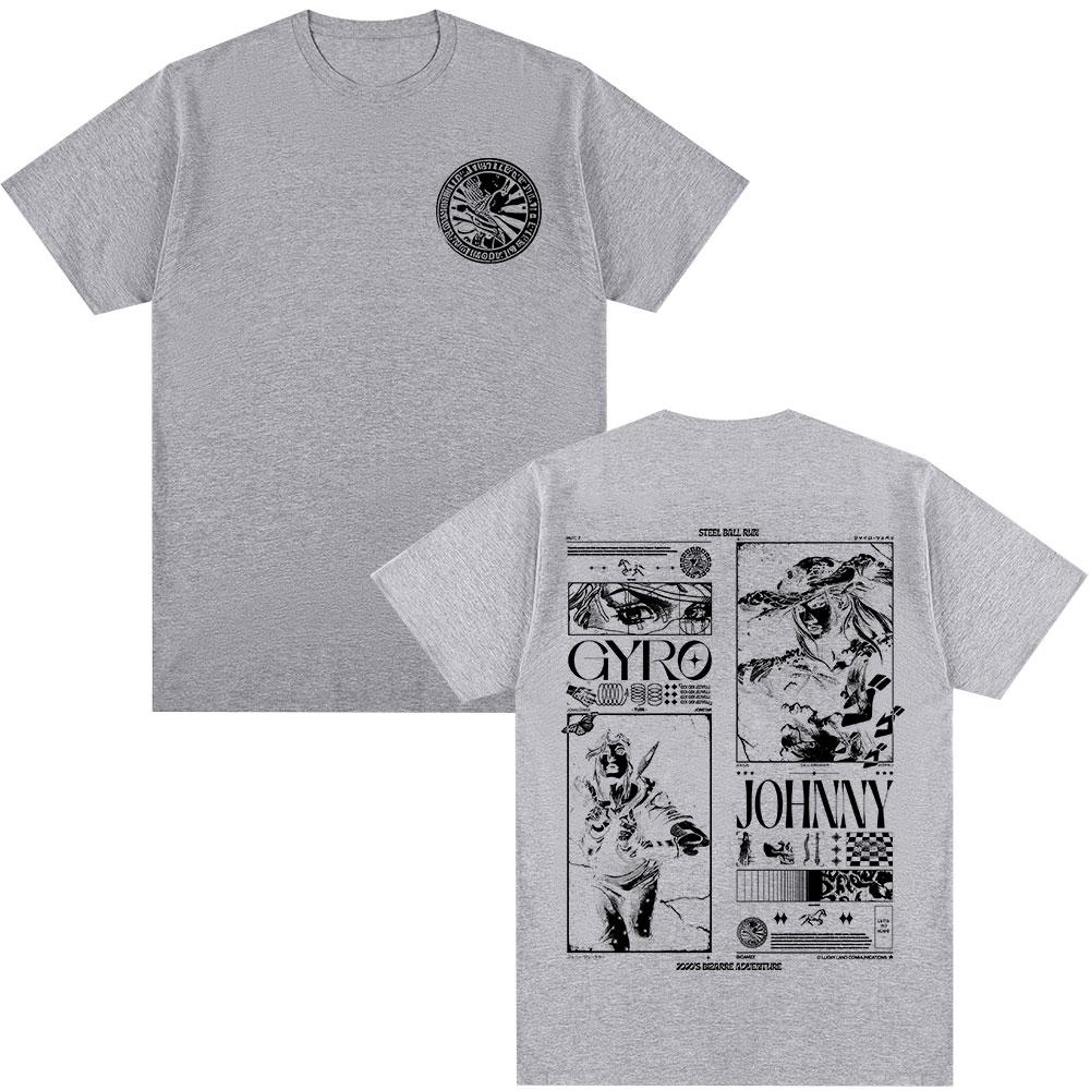 

Anime Jojo Bizarre Adventure T Shirts STEEL BALL RUN Unisexga Unisexs Women Casual Cotton Short Sleeves Oversized New Top Streetwear 4XL