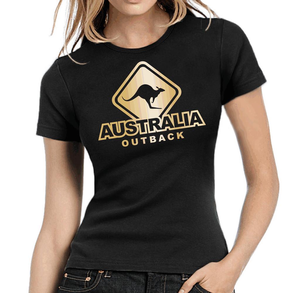 

Australia Outback Australia Kangaroo Canguro Gold Metallic Womens Girlie T-Shirt S