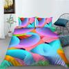 3D Color Halo Printing Bedding Single Double Bed Full Size Quicksand Pattern Pillowcase and Quilt Cover Washable and Comfortable Home Decoration