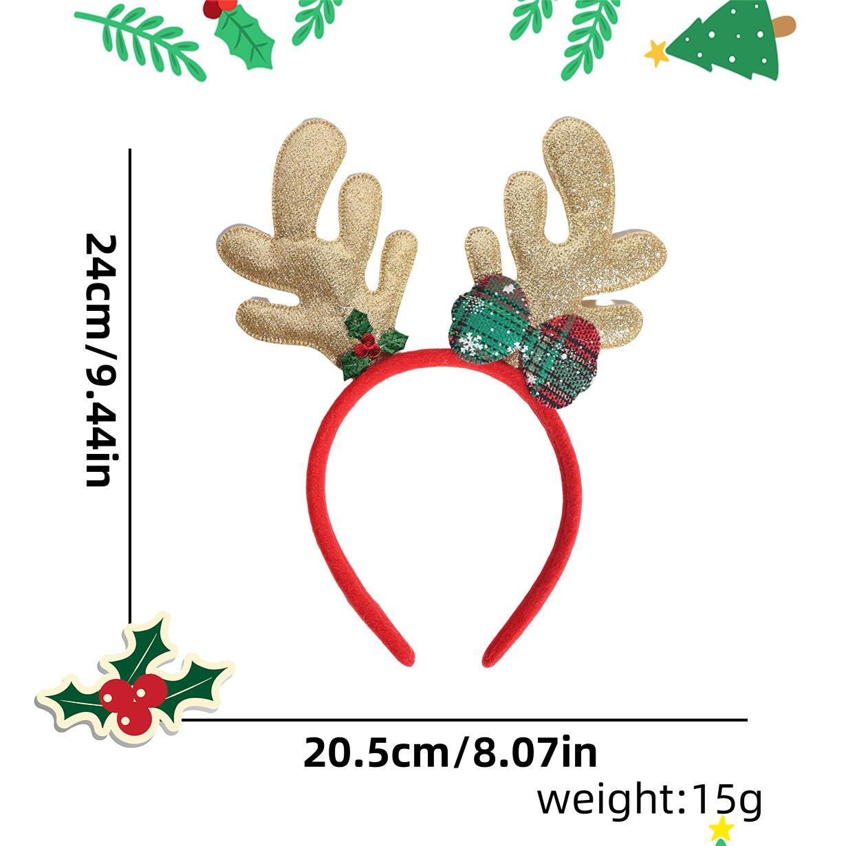 Deer Antlers Headband Long-Lasting Snowman Headband Christmas Tree Headband Glittering For Adult Christmas Parties