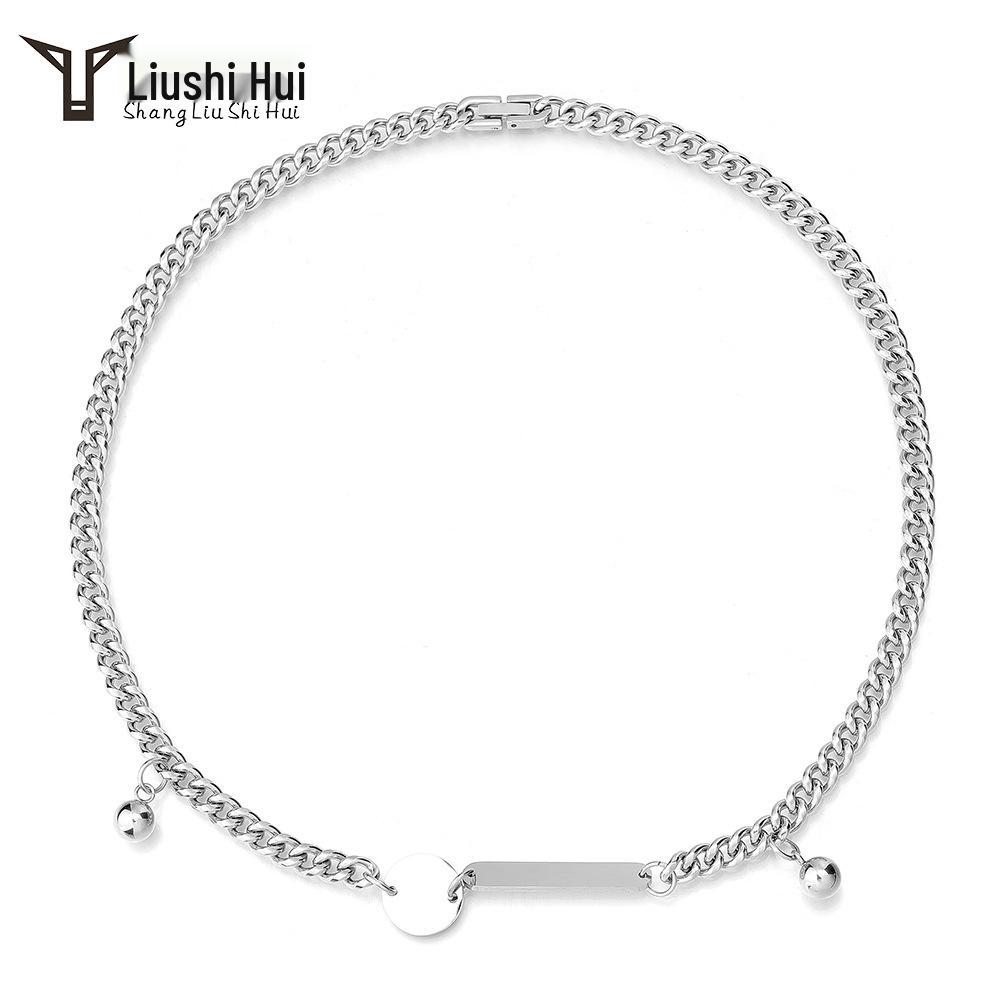 

Minimalist Cuban Chain Couple Necklace - Stainless Steel with Engravable Titanium Design Steel Color - Men s 59CM