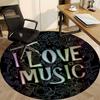 1pc Music Lovers Chair Carpet for Office, Round Polyester Mat, Indoor Decor for Office, Easycare Fabric, Washable Non-slip Area Carpet