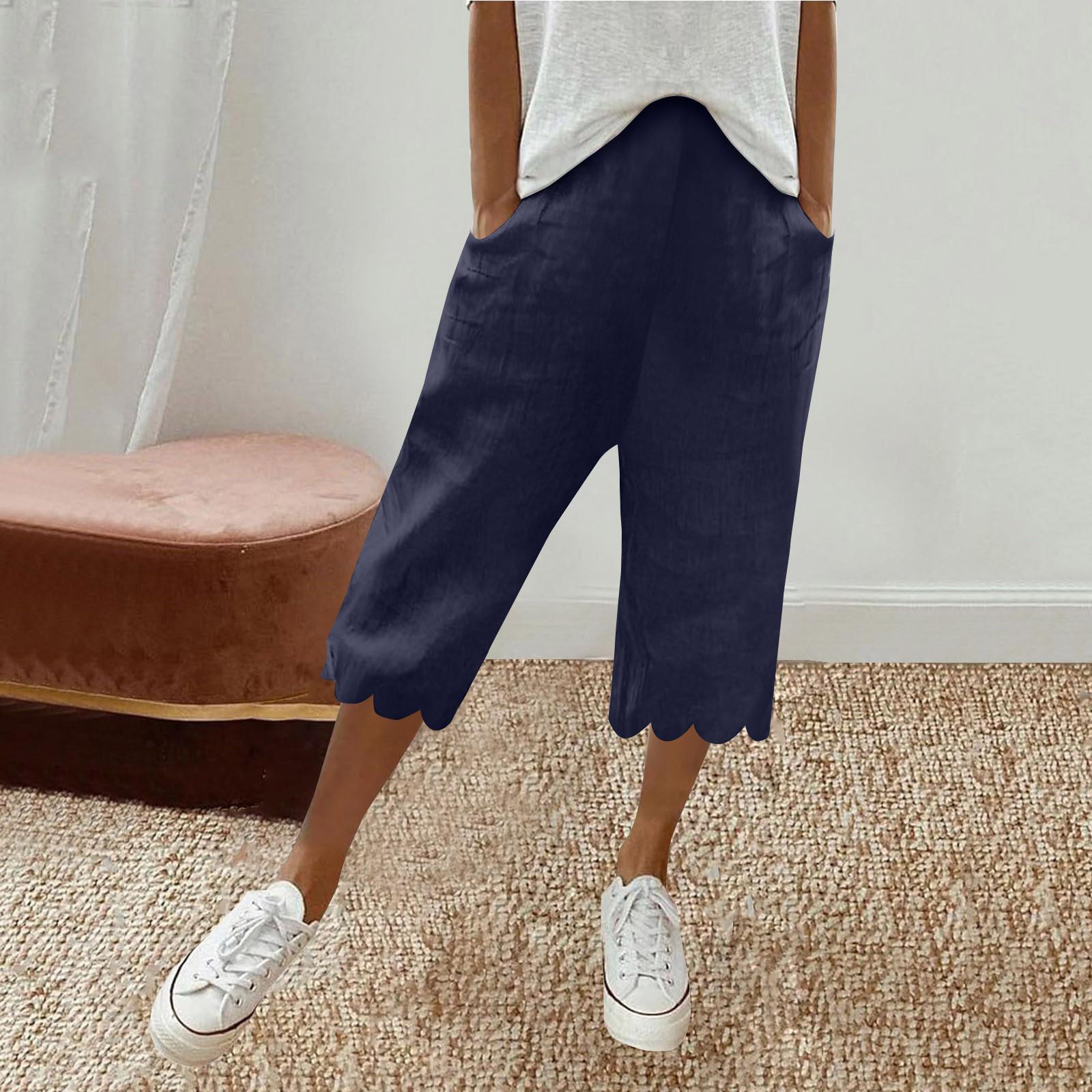 

Женские модные повседневные свободные однотонные брюки с карманами 7/10 Брюки XXXL тёмно-синий