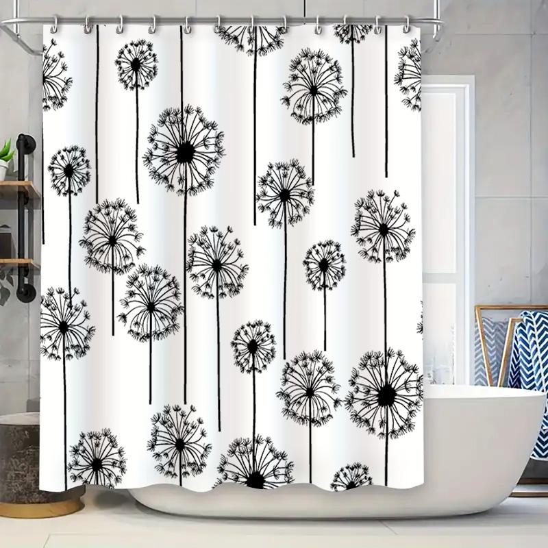 

Восхитительная Черно-Белая Занавеска для Душа с Одуванчиками, Декор для Ванной Комнаты, Водонепроницаемая Ткань, Идеальный Подарок для Украшения Дома (Белый черный) 90x180cm