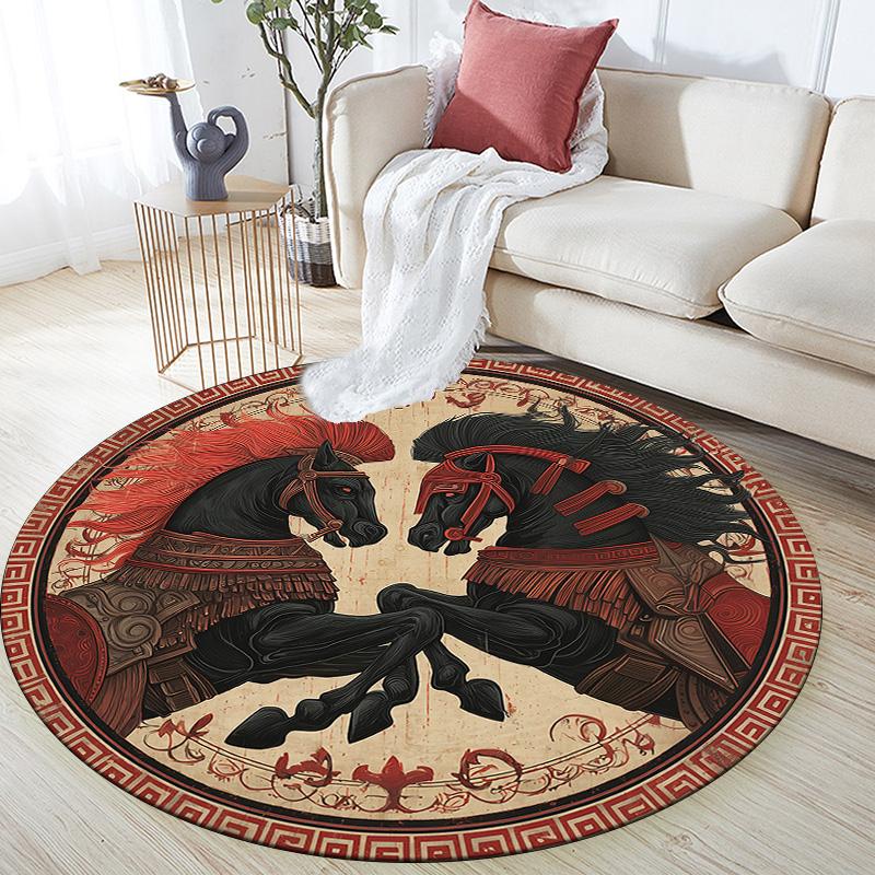 

Horse and Unicorn Round Area Rug,Carpet Rug for Living Room Bedroom Sofa Playroom Decor,Non-slip Floor Mat 80cmx80cm