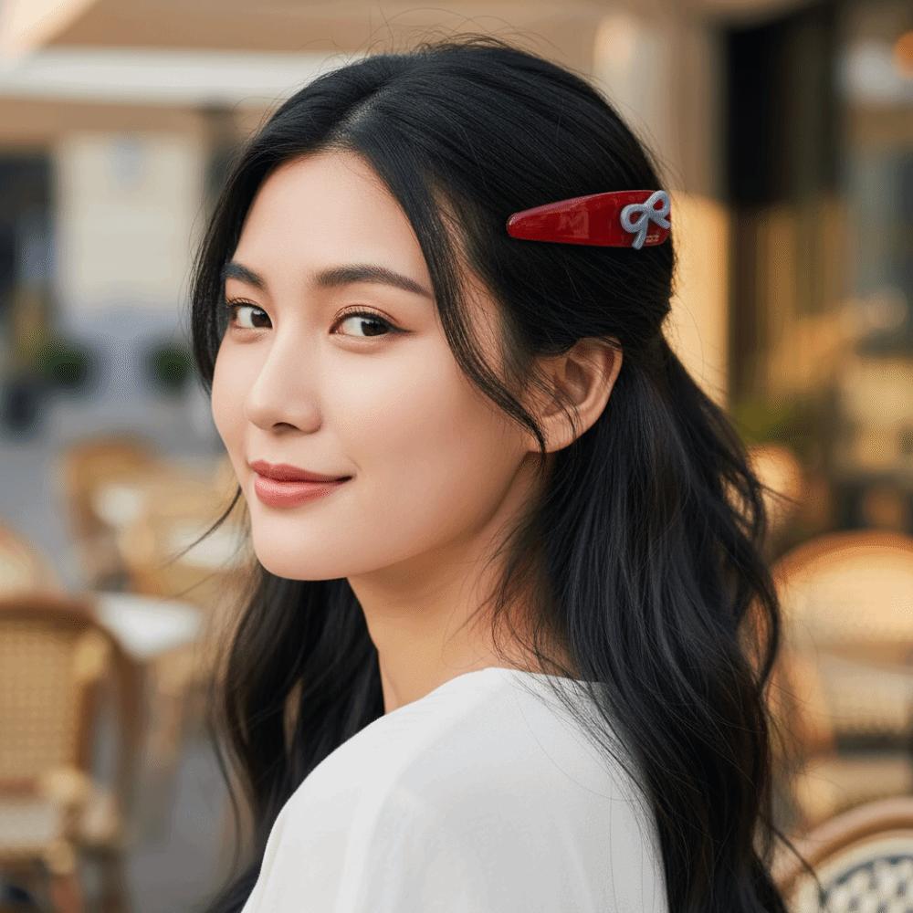 Sweet Bow Hair Clips Colorful Acetate Barrettes Fashion Bangs Clip  for Womans Girls