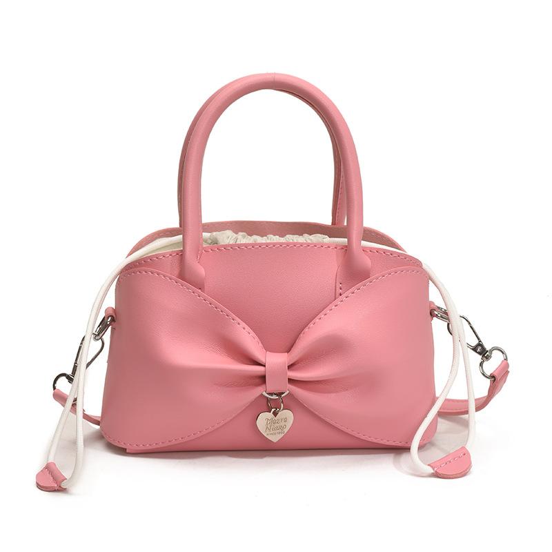 Niche Bow Small Bag Women's New Hand Bucket Bag Spring and Summer Retro Shoulder Messenger Bag