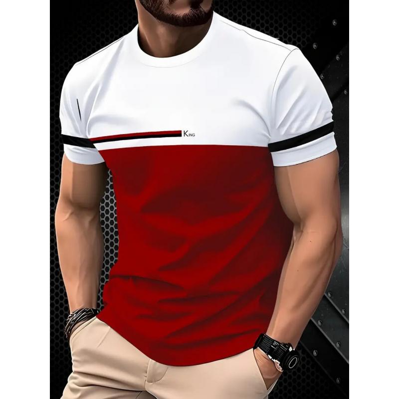 Fashion Men s Crew Neck Short Sleeve Striped Short Sleeve 3D Striped Short Sleeve Crew Neck T-Shirt XS