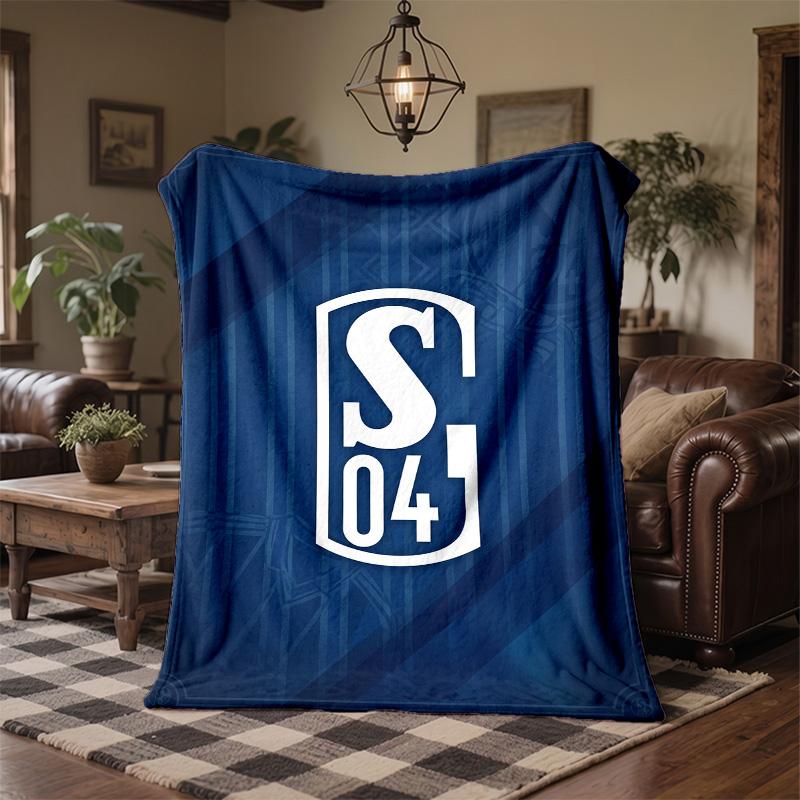 Schalke 04 Theme Fleece Blanket Cozy Soft Plush Blanket For Bedroom Couch Travel