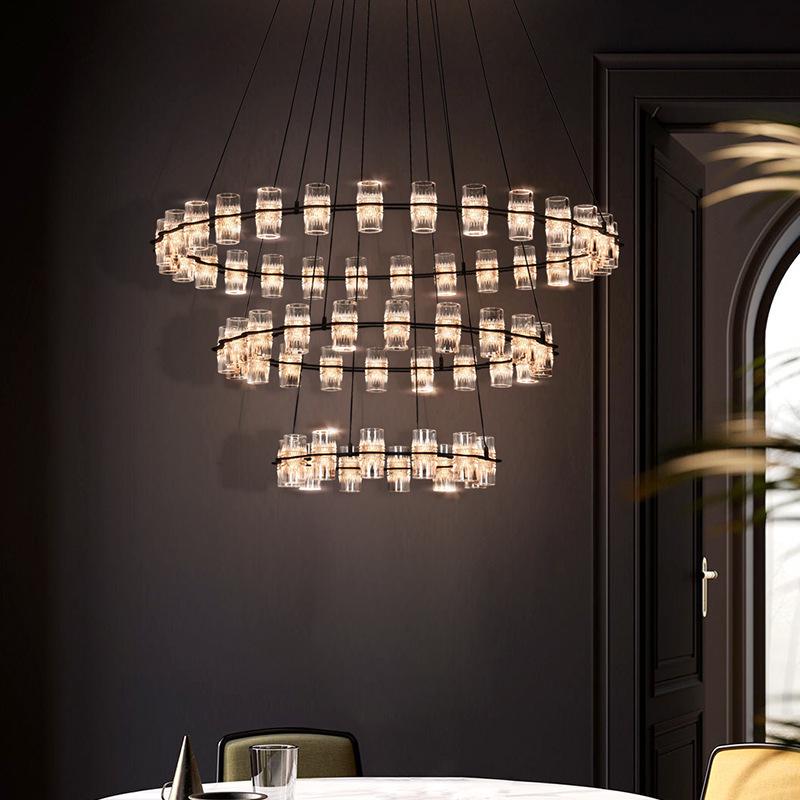 Postmodern Minimalist Chandelier for Living Room, Restaurant, or Bedroom - Italian Round Ring Design
