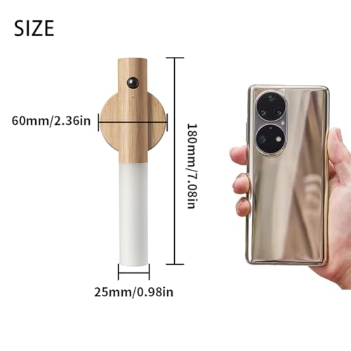LANDGOO Motion Sensor Night Light, Magnetic Body Sensor, Hallway Rechargeable LED Light, Portable Staircase Light, Wooden Wall Sconce, Battery-Powered