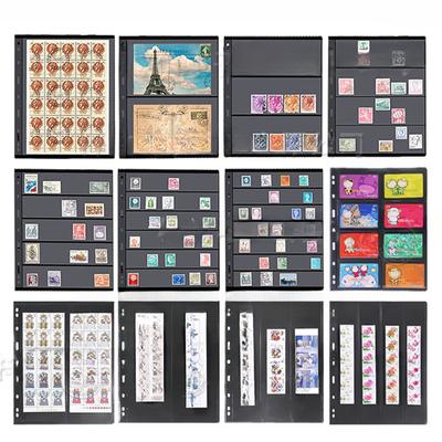 Álbum de fotos estándar de fondo negro de doble cara con 9 orificios y gran capacidad para colección de sellos y billetes