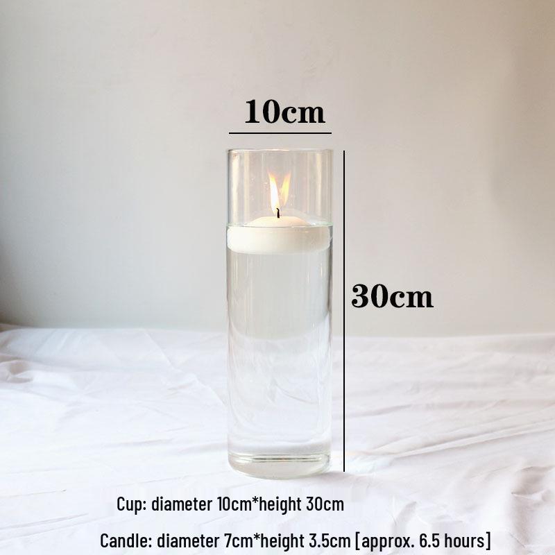 Glass Candle Holders for European Romantic Dinner, Wedding, Birthday, or Hotel Events - Floating Water Candles Included