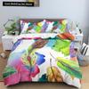Floral King Queen Duvet Cover Fuchsia White Flower Bedding Set for Girl Women Colorful Plant Leaves 2/3pcs Polyester Quilt Cover