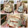 Portable Outdoor Nylon Shoulder Pouch Embroidery Drawstring Bucket Cloth Bag  Hiking