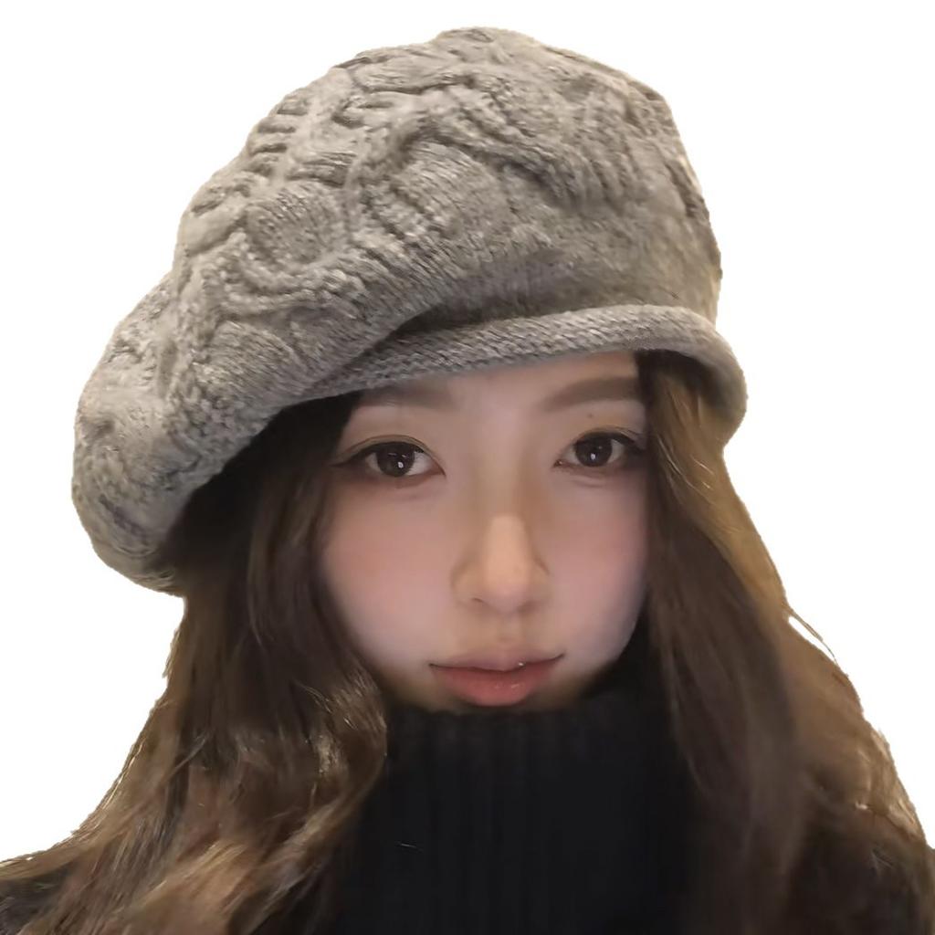 Solid Color Wool Beret Korean Crochet Casual Versatile Bud Hat Women'S Autumn And Winter British Retro Knitted Wool Hat