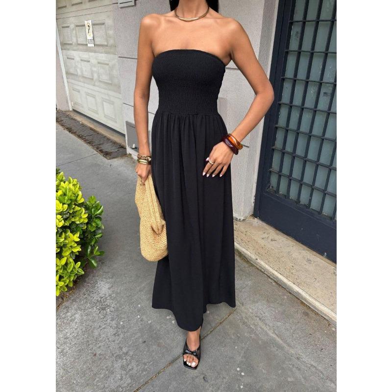 Neu, Sommer Mode einfarbiges One-Shoulder-Schlauchkleid Taille langes Kleid Damen