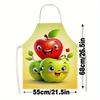 1pc Large Burlap Apron Red and Green Apple Fruit Fresh Home Decor Kitchen Sleeveless Cooking Apron Printed Bib Kitchen Accessory