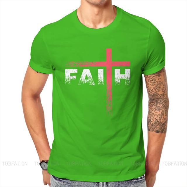 Christian Faith Cross Essential Tričko Vintage Graphic Pánské oblečení Topy Bavlněné tričko s výstřihem