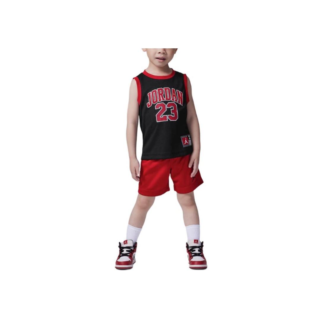 

Jordan Casual Sports Suit Printed Fashion Sleeveless Kids suits Black Fitness-Red HF2254-011 4T