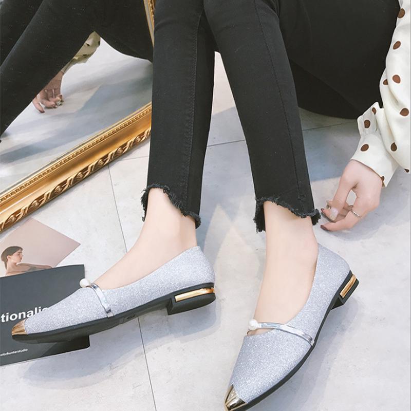 New Women Solid Color Suede Flats Heel Pearl Fashion High Quality Basic Pointed Toe Ballerina Ballet Flat Slip On Ladies Shoes