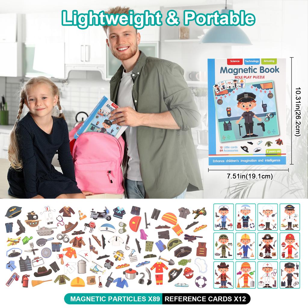 Funny Children's Intelligent Magnetic Book 3D Cartoon Puzzles Jigsaw Brain Training Game Educational Toys for Kids Gift Xmas Toy