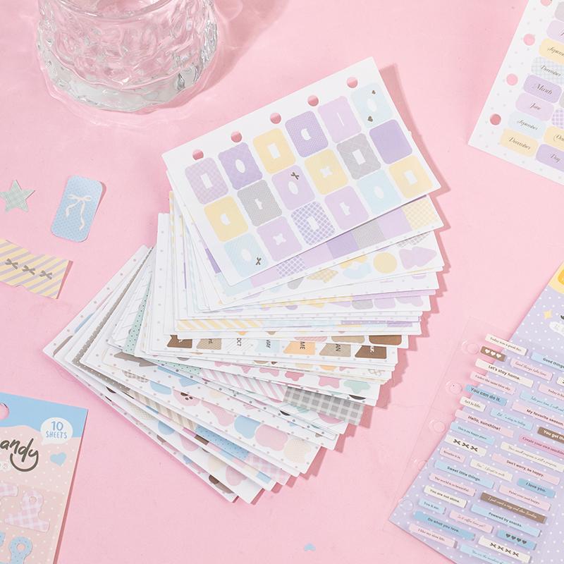 10 Pcs Cartoon Shaped Sticker Pack Colored Marks Cute Diary Stickers Scrapbooking Collage Card Decoration School Accessories