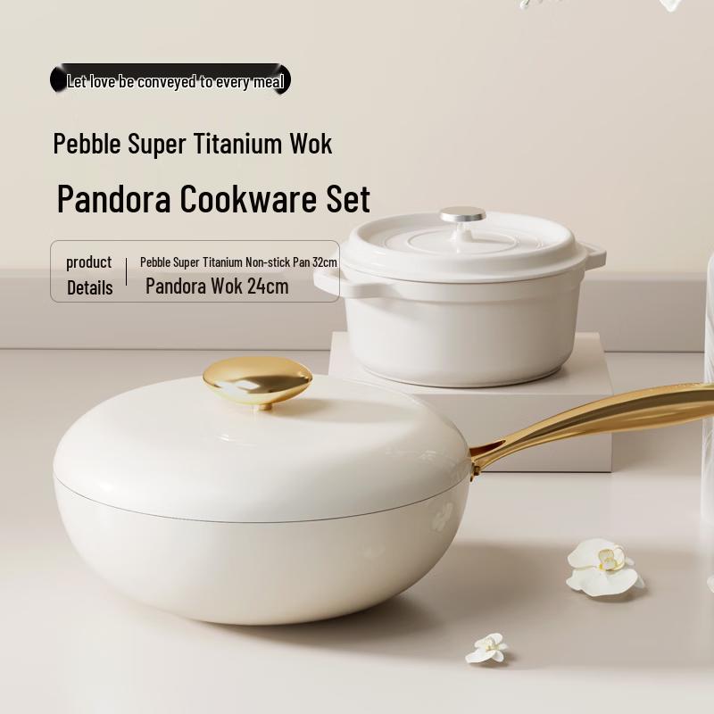 Набор из вока и эмалированной кастрюли VELOSAN Pebble Super Titanium с антипригарным покрытием