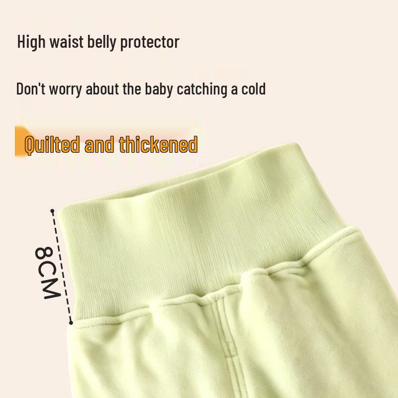 Unisex Baby High-Waisted Padded Pants Set - Thick Warm Cotton Jacket & Pants for Autumn/Winter