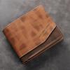 Men's Short Leather Wallet High-Capacity Vintage 3-Fold Money Clip Purse Small Multi Slot Photo Wallet for Card Holder