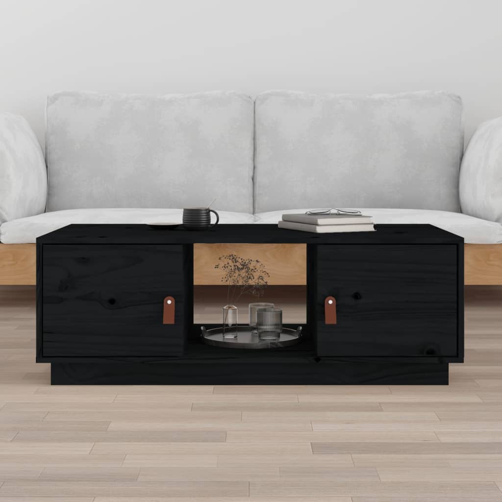 Coffee Table Black 100x50x35 Cm Solid Pine Wood