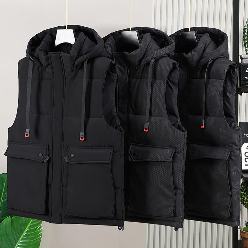 Men's Winter Jackets Hooded Plus Size L-8XL Casual Camouflage Sleeveless Parkas Man Autumn Waistcoat Thick Warm Padded Vest