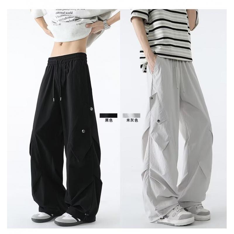 Wide Leg Straight Loose Versatile Trend Handsome American Charge Tooling Casual Pants Men's and Women's Summer Thin