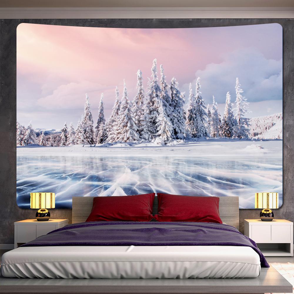 Forest Snow Christmas Tree Psychedelic Scene Home Decor Art Tapestry Bohemian Tarot Beautiful Room Wall