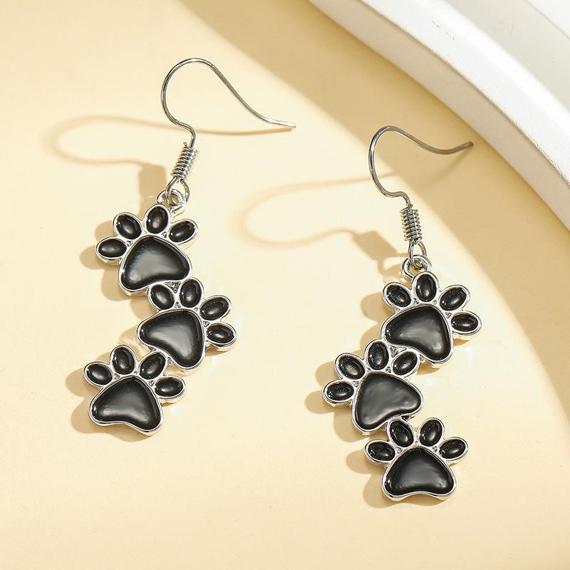 1-Set Orecchini a Goccia Olio Impronta Zampa Animale Eleganti da Donna Stile Europeo Americano Creativi Semplici Regalo Orecchini Pendenti