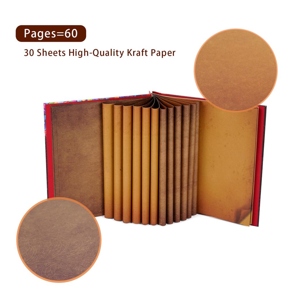 12inch Photo Album Self Adhesive Scrapbook 60page Diy Vintage Photo Book Kraft Paper Memory Book Ideal For Family Travel Wedding