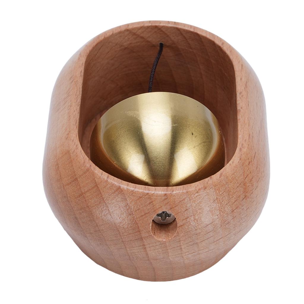 Shopkeepers Bell for Door Opening Brass Wood Decorative Doorbell Ornament with Double Sided Tape for Refrigerator Home Store Restaurant