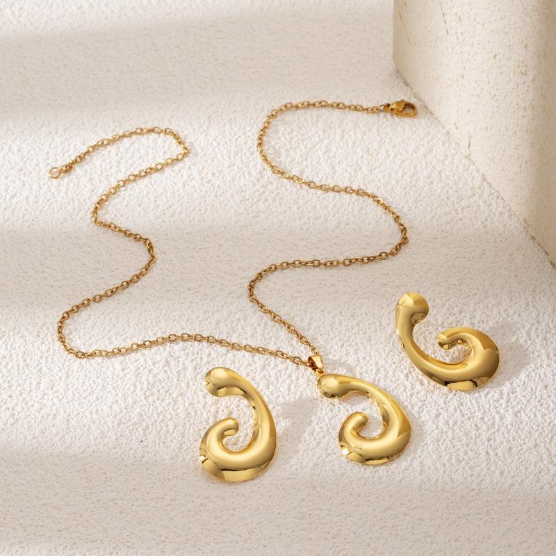 European and American Exquisite Irregular Luxury Creative Polygonal Geometric Leaf Texture Flower Love Earrings Necklace Set