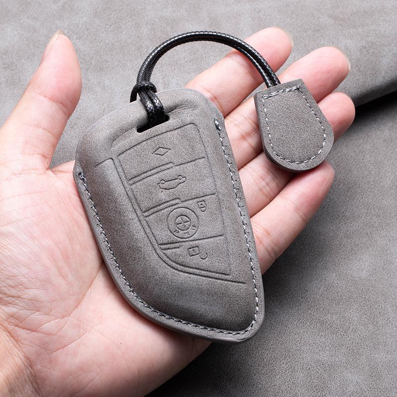 Compatible Leather Keychain Shell for BMW Series: Fits X1, X3, X5, 1 Series, 3 Series, 5 Series, 6 Series, 7 Series, NFC Card Snap