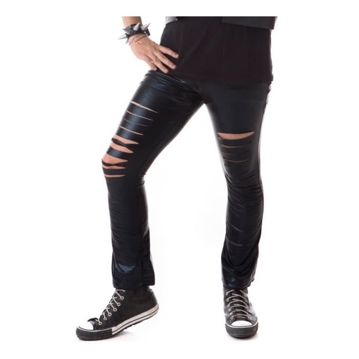 Pantalon punk noir découpé - UNISEXE - Taille standard