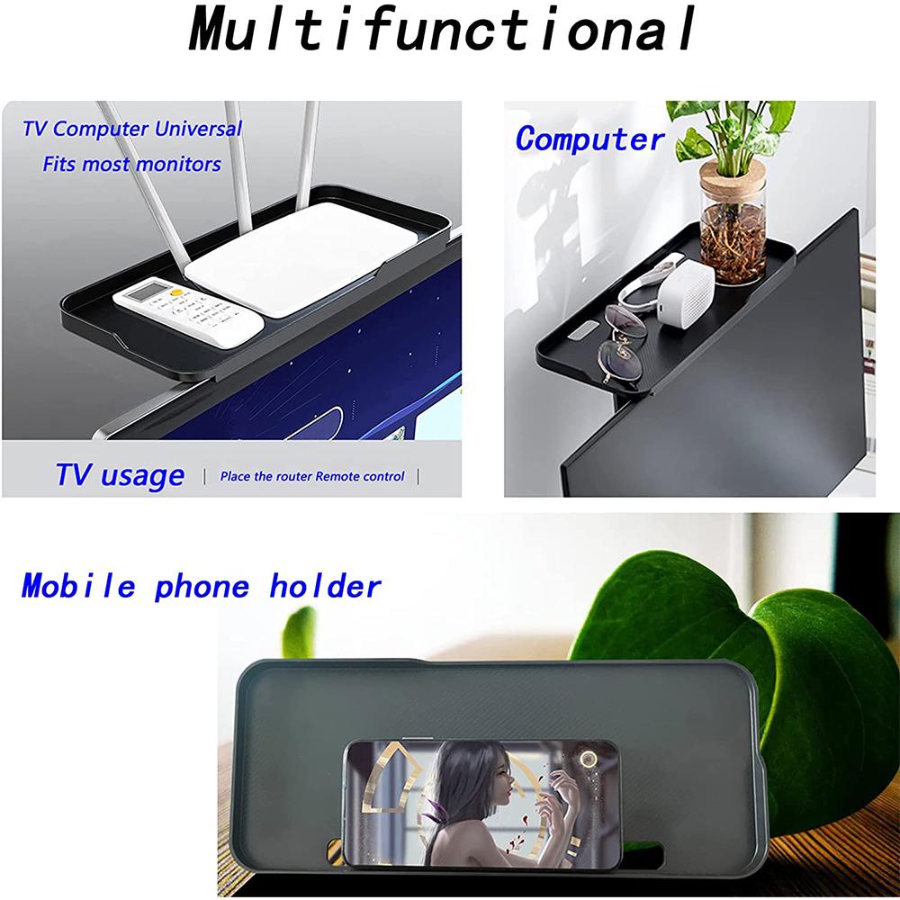 Adjustable TV Screen Top Shelf Computer Monitor Desktop Display Stand Storage Rack TV Media Box Holder Home Office Organizer