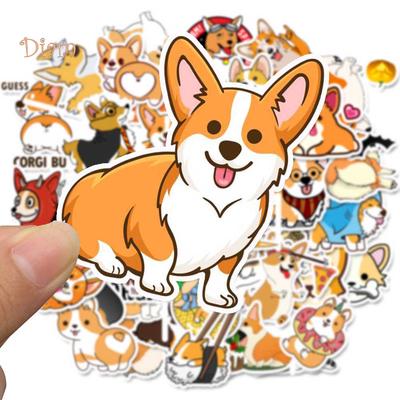 NO.KK 50 Stück Cartoon Corgi Hund selbstklebende wasserdichte Aufkleber Aufkleber Koffer Kühlschrank Dekor