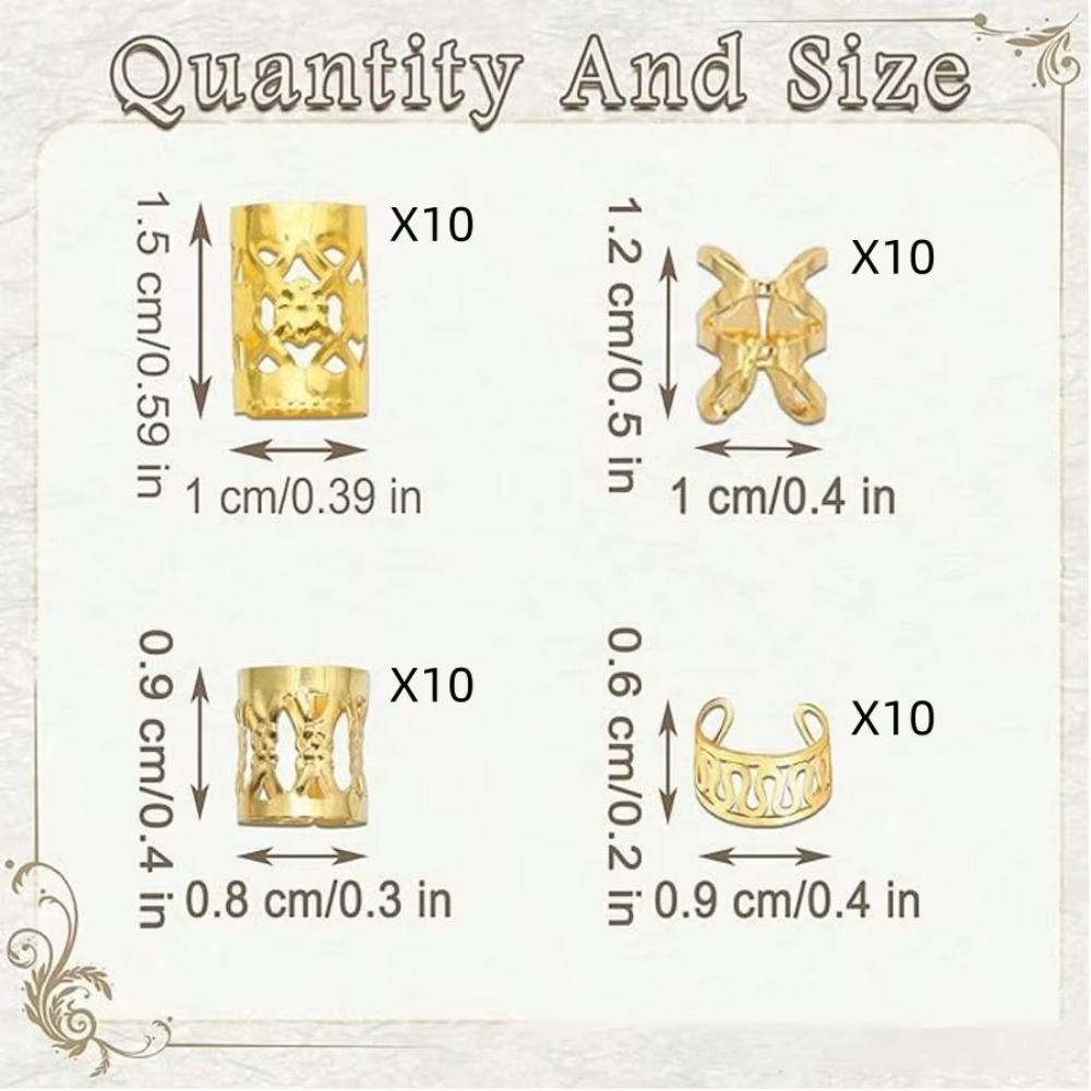 40PCS Alloy Hair Jewelry Cuffs Metal Dreadlock Beads for Braids Multi-Style Hair Rings & Accessories for Women & Girls