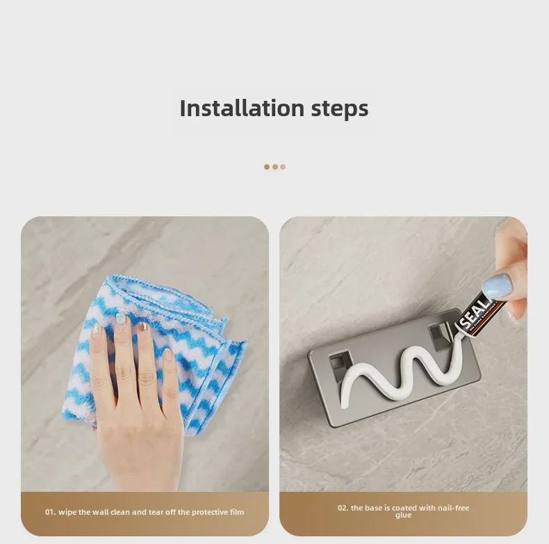 Punch-Free Wall-Mounted Soap Rack, Space-Saving Aluminum with Dual Drain Design