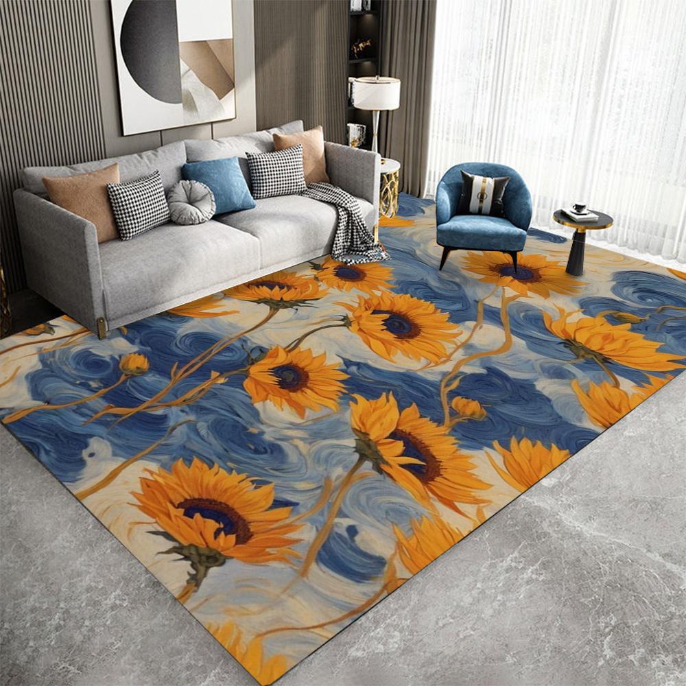V-Vincent Van Gogh Impressionist Art Floor Carpet Kids Room Bedroom Home Decoration Balcony Anti-Slip Doormat Living Room Hotel
