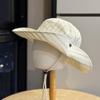 Summer striped bucket hat women outdoor travel sun protection visor hat big brim UV protection hiking hat