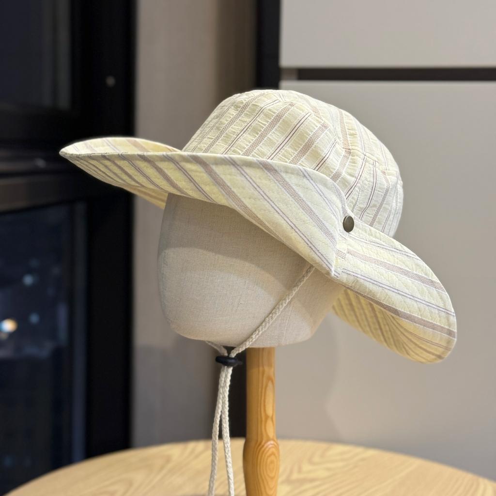 Summer striped bucket hat women outdoor travel sun protection visor hat big brim UV protection hiking hat